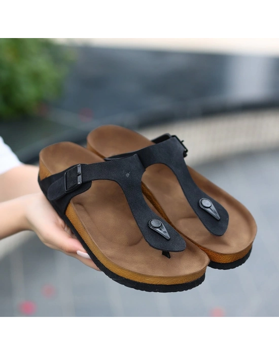 Aksar Siyah Nubuk Parmak Arası Kadın Terlik