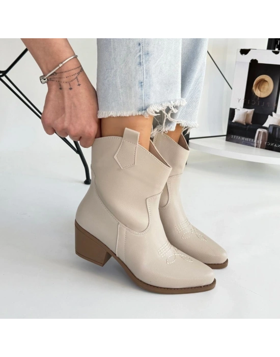 Akver Bej Cilt Topuklu Kadın Bot