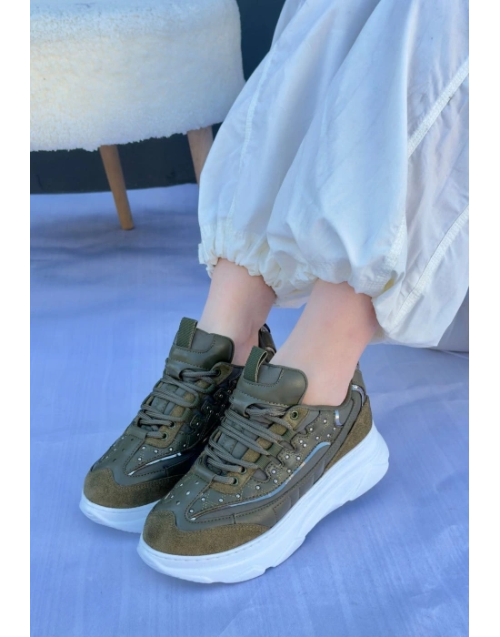 Aleid Yeşil Süet Bağcıklı Kadın Spor Ayakkabı