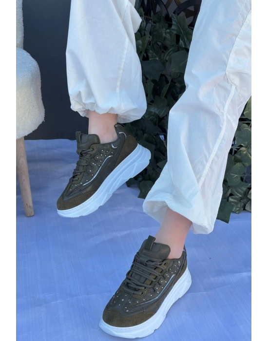 Aleid Yeşil Süet Bağcıklı Kadın Spor Ayakkabı