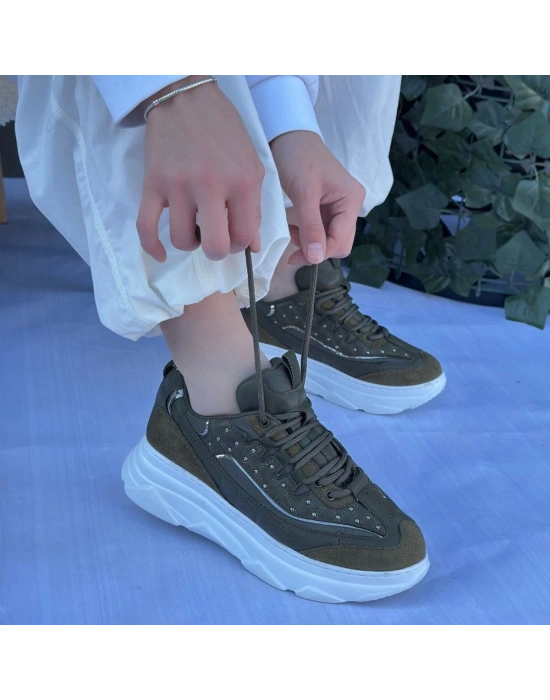 Aleid Yeşil Süet Bağcıklı Kadın Spor Ayakkabı