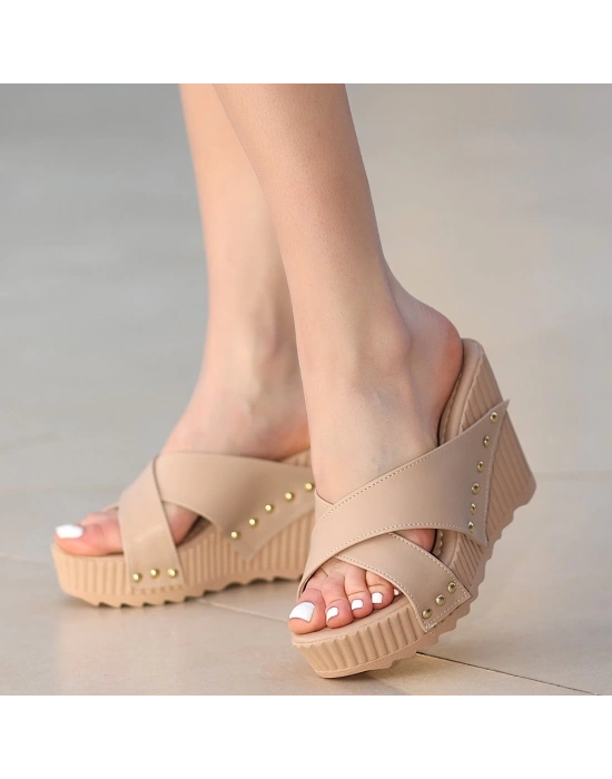 Aless Nude Cilt Dolgu Topuk Kadın Terlik