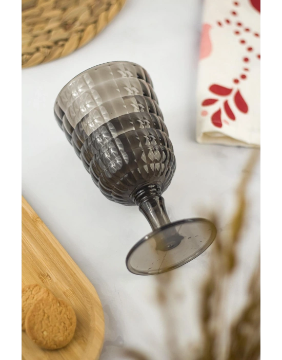 Allegra Füme Kadeh Bardak - 450 ml Tekli Akrilik Malzeme - Cam Değildir Kırılmaya Dayanıklı