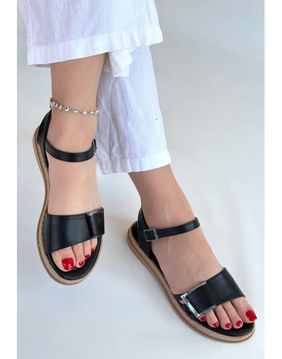 Andana Siyah Cilt Sandalet
