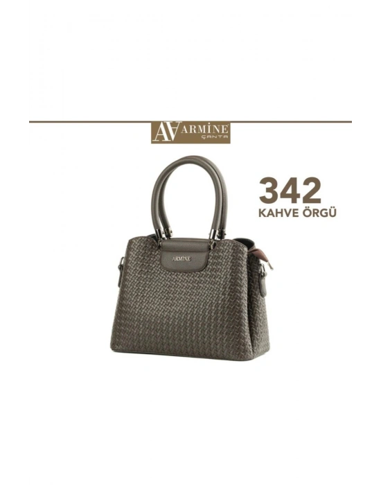 Armine 342 Kahve Örgülü Kadın Omuz Çantası