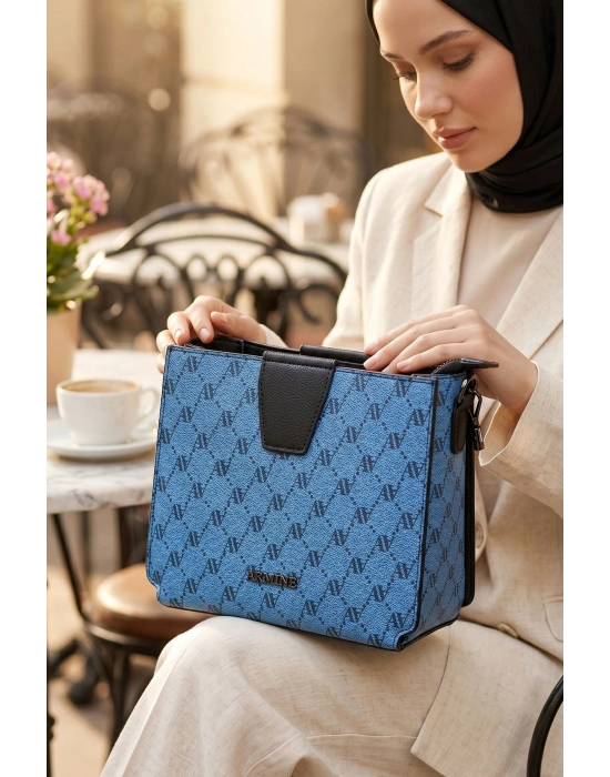 Armine 348 Mavi Noktalı Günlük Casual Kadın Omuz Çantası