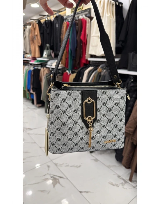 Armine 361 Gri Noktalı Kadın Kol ve Omuz Çantası