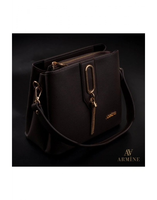 Armine 361 Kahverengi Düz Casual Kadın Kol Çantası