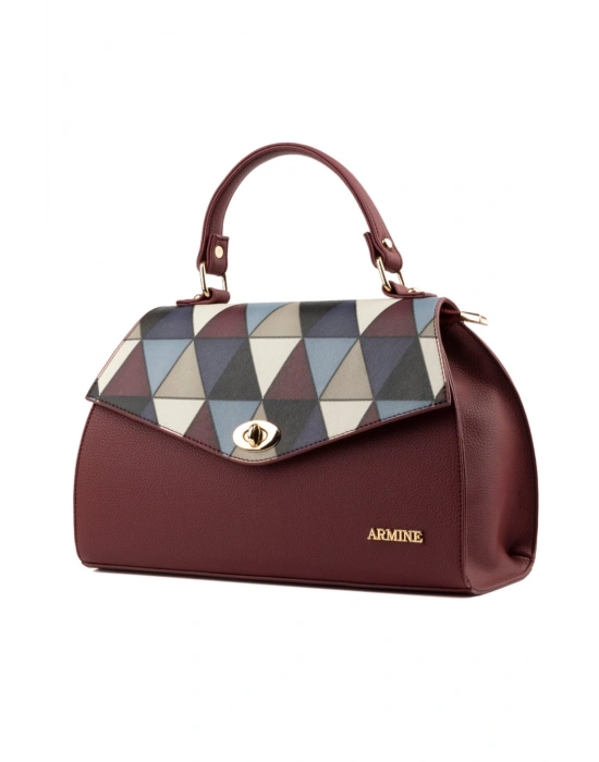 Armine 409 Bordo Ekose Kadın Çanta