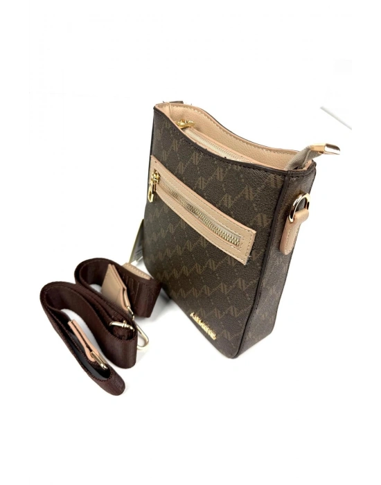 Armine 423 Kahverengi Noktalı Kadın El ve Omuz Çanta
