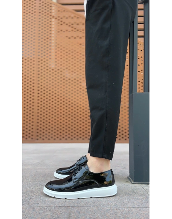 Ba0003 Bağcıklı Klasik Siyah Rugan Yüksek Taban Casual Erkek Ayakkabı Erkek Klasik Ayakkabı
