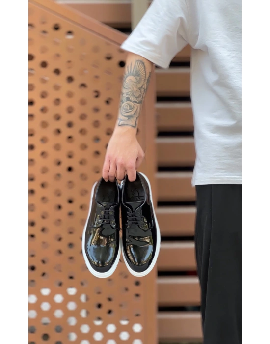 Ba0003 Bağcıklı Klasik Siyah Rugan Yüksek Taban Casual Erkek Ayakkabı Erkek Klasik Ayakkabı