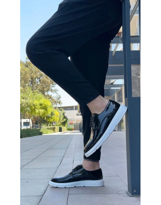 Ba0003 Bağcıklı Klasik Siyah Rugan Yüksek Taban Casual Erkek Ayakkabı Erkek Klasik Ayakkabı