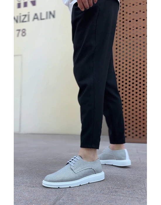 Ba0003 Bağcıklı Klasik Spor Gri Renk Keten Yüksek Taban Casual Erkek Ayakkabı Erkek Klasik Ayakkabı
