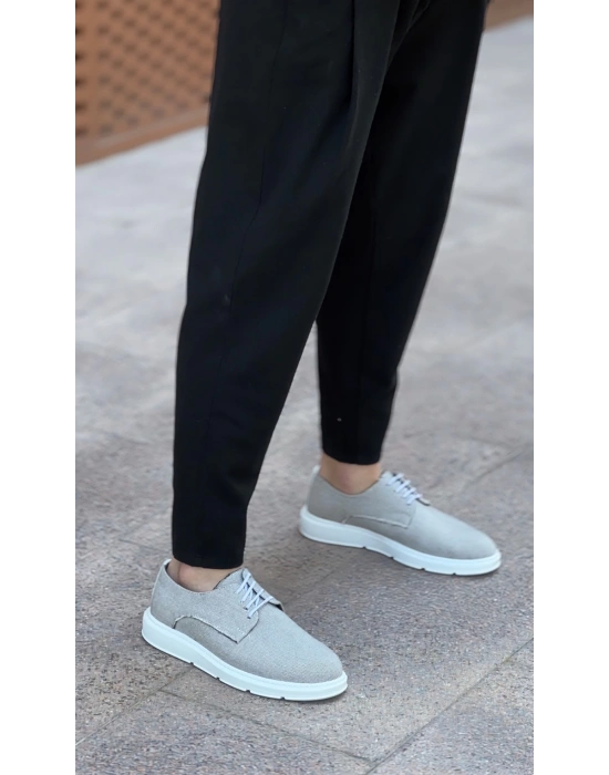 Ba0003 Bağcıklı Klasik Spor Gri Renk Keten Yüksek Taban Casual Erkek Ayakkabı Erkek Klasik Ayakkabı