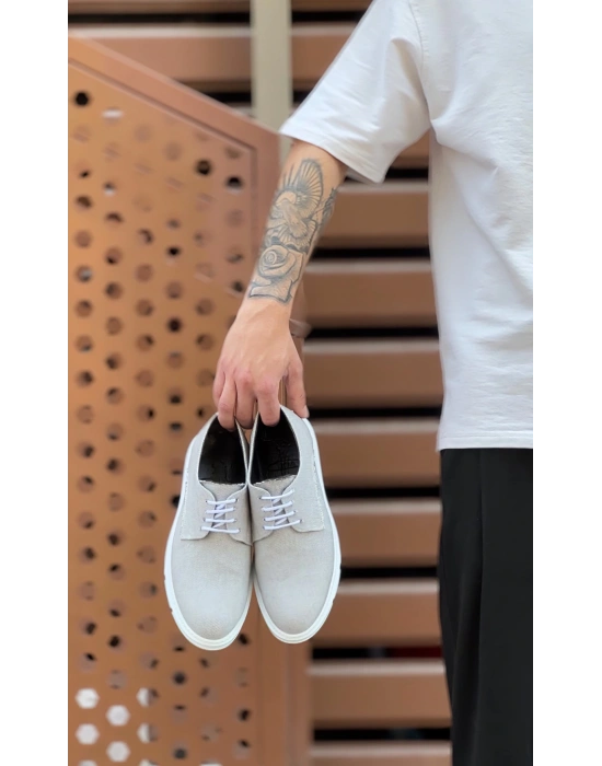 Ba0003 Bağcıklı Klasik Spor Gri Renk Keten Yüksek Taban Casual Erkek Ayakkabı Erkek Klasik Ayakkabı
