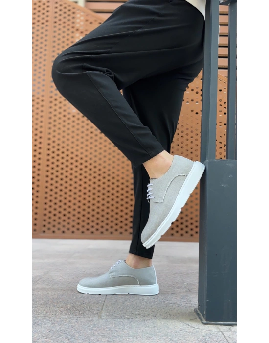 Ba0003 Bağcıklı Klasik Spor Gri Renk Keten Yüksek Taban Casual Erkek Ayakkabı Erkek Klasik Ayakkabı