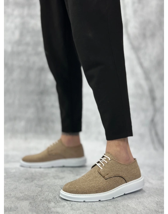 Ba0003 Bağcıklı Klasik Spor Keten Hardal Beyaz Taban Casual Erkek Ayakkabı Erkek Klasik Ayakkabı