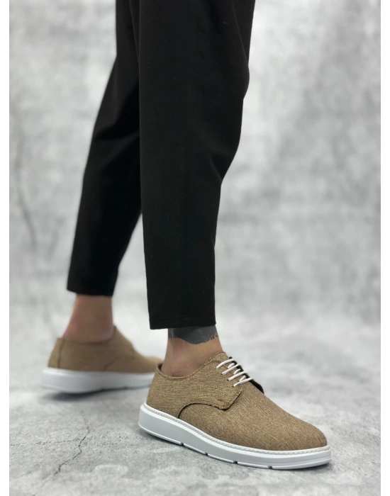 Ba0003 Bağcıklı Klasik Spor Keten Hardal Beyaz Taban Casual Erkek Ayakkabı Erkek Klasik Ayakkabı