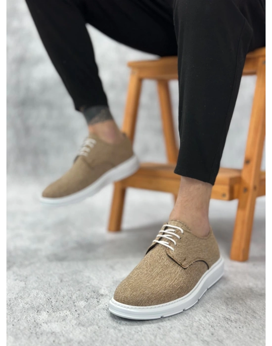 Ba0003 Bağcıklı Klasik Spor Keten Hardal Beyaz Taban Casual Erkek Ayakkabı Erkek Klasik Ayakkabı