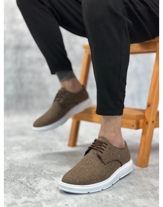 Ba0003 Bağcıklı Klasik Spor Keten Kahverengi Beyaz Taban Casual Erkek Ayakkabı Erkek Klasik Ayakkabı