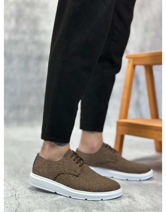 Ba0003 Bağcıklı Klasik Spor Keten Kahverengi Beyaz Taban Casual Erkek Ayakkabı Erkek Klasik Ayakkabı