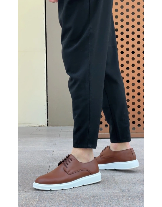 BA0003 Bağcıklı Klasik Taba Beyaz Kalın Taban Casual Erkek Ayakkabı