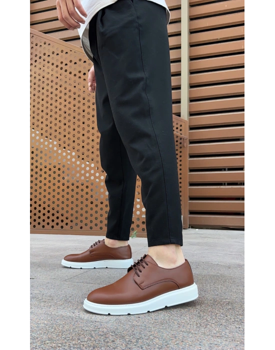 BA0003 Bağcıklı Klasik Taba Beyaz Kalın Taban Casual Erkek Ayakkabı