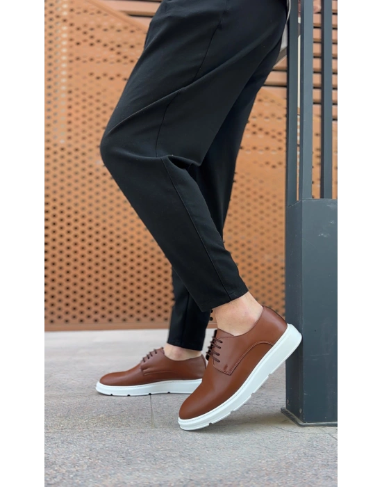 BA0003 Bağcıklı Klasik Taba Beyaz Kalın Taban Casual Erkek Ayakkabı