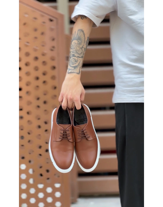 Ba0003 Bağcıklı Klasik Taba Beyaz Kalın Taban Casual Erkek Ayakkabı Erkek Klasik Ayakkabı