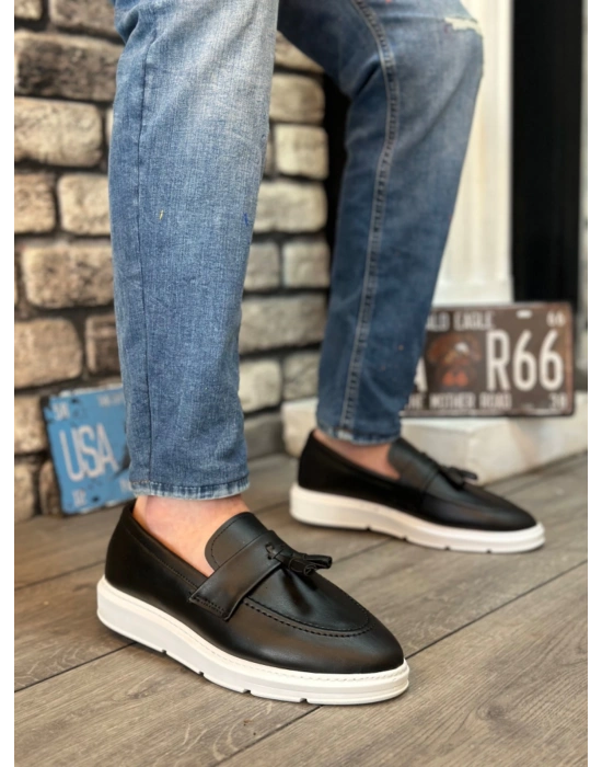 Ba0005 Bağcıksız Yüksek Beyaz Taban Klasik Cilt Deri Püsküllü Corcik Erkek Ayakkabı Erkek Klasik Ayakkabı