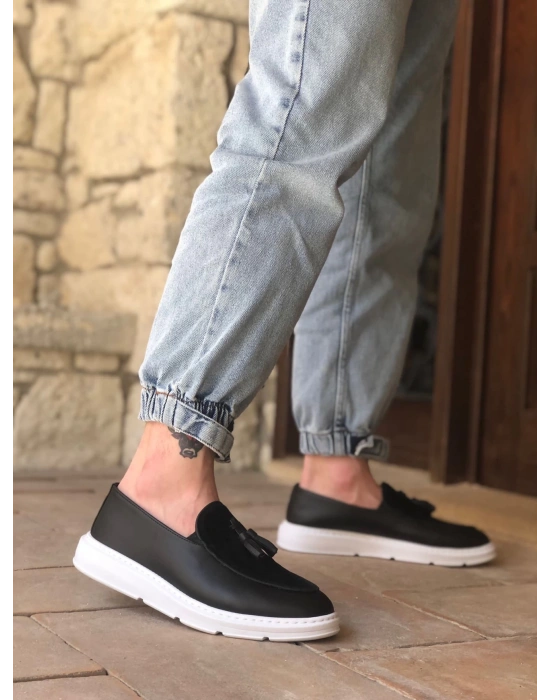 Ba0005 Bağcıksız Yüksek Taban Beyaz Taban Klasik Aynalı Süet Detaylı Püsküllü Corcik Erkek Ayakkabı Erkek Klasik Ayakkabı