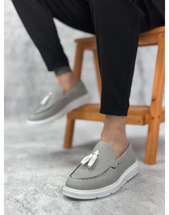 Ba0005 Bağcıksız Yüksek Taban Klasik Keten Füme Püsküllü Erkek Ayakkabı Erkek Klasik Ayakkabı