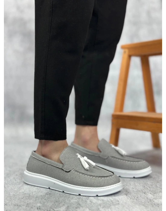 Ba0005 Bağcıksız Yüksek Taban Klasik Keten Füme Püsküllü Erkek Ayakkabı Erkek Klasik Ayakkabı
