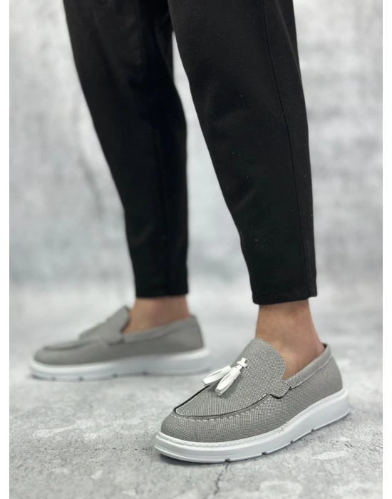 Ba0005 Bağcıksız Yüksek Taban Klasik Keten Füme Püsküllü Erkek Ayakkabı Erkek Klasik Ayakkabı