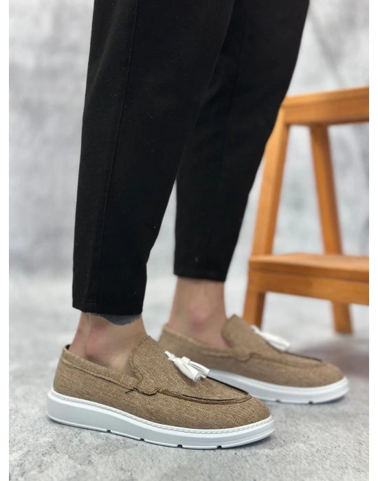Ba0005 Bağcıksız Yüksek Taban Klasik Keten Hardal Püsküllü Erkek Ayakkabı Erkek Klasik Ayakkabı