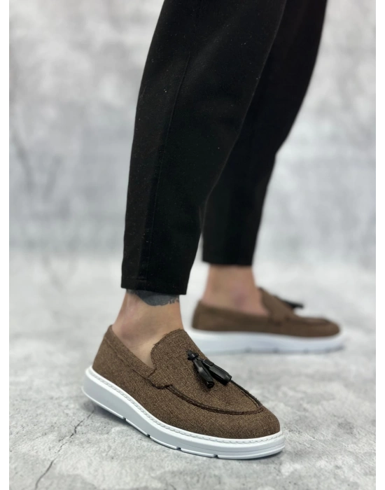 Ba0005 Bağcıksız Yüksek Taban Klasik Keten Kahverengi Püsküllü Erkek Ayakkabı Erkek Klasik Ayakkabı