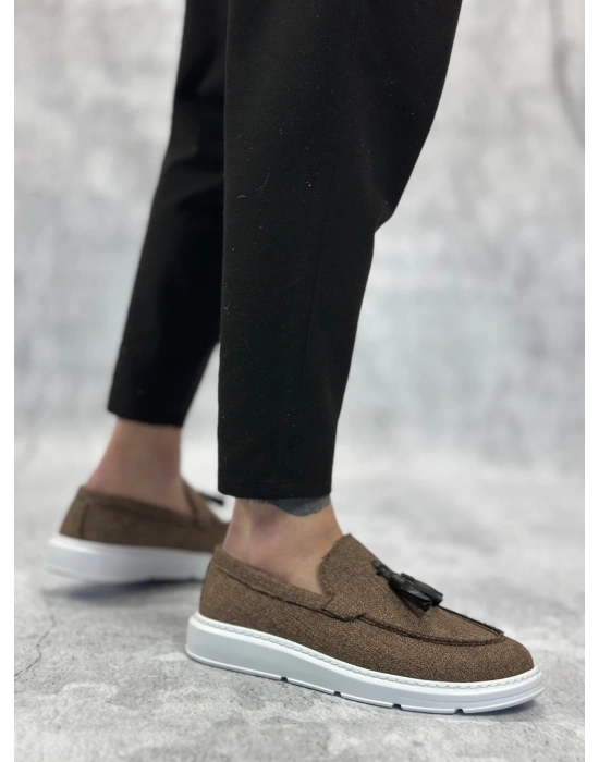 Ba0005 Bağcıksız Yüksek Taban Klasik Keten Kahverengi Püsküllü Erkek Ayakkabı Erkek Klasik Ayakkabı