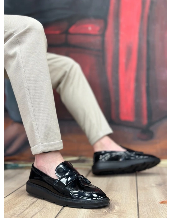 Ba0005 Bağcıksız Yüksek Taban Klasik Rugan Kemerli Püsküllü Erkek Ayakkabı Erkek Klasik Ayakkabı