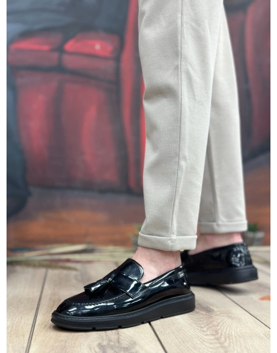 Ba0005 Bağcıksız Yüksek Taban Klasik Rugan Kemerli Püsküllü Erkek Ayakkabı Erkek Klasik Ayakkabı