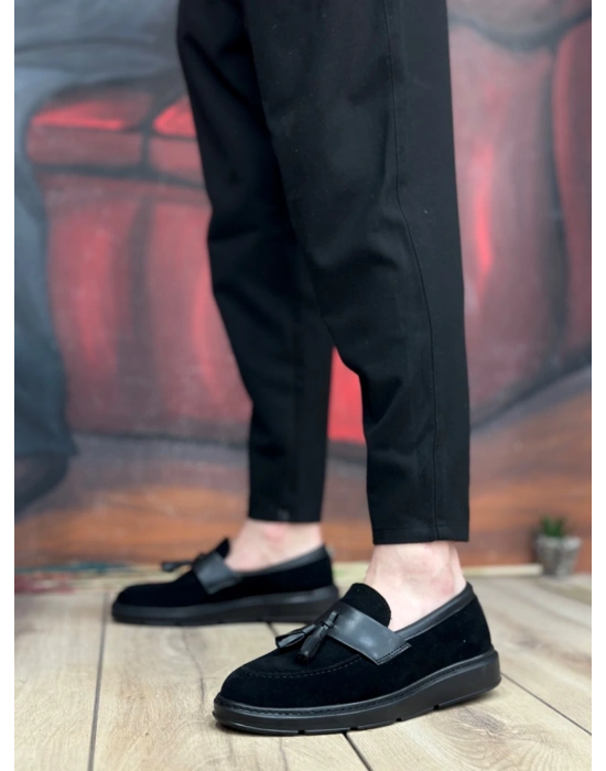 Ba0005 Bağcıksız Yüksek Taban Siyah Kemerli Klasik Püsküllü Corcik Erkek Ayakkabı Erkek Klasik Ayakkabı