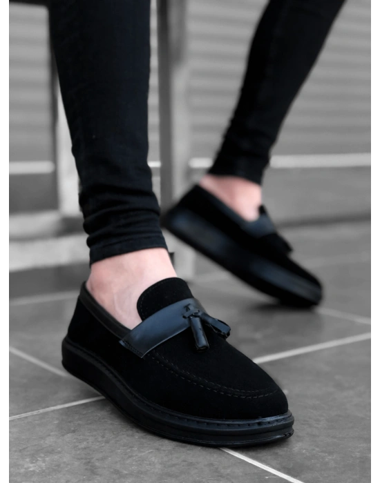 Ba0005 Bağcıksız Yüksek Taban Siyah Kemerli Klasik Püsküllü Corcik Erkek Ayakkabı Erkek Klasik Ayakkabı