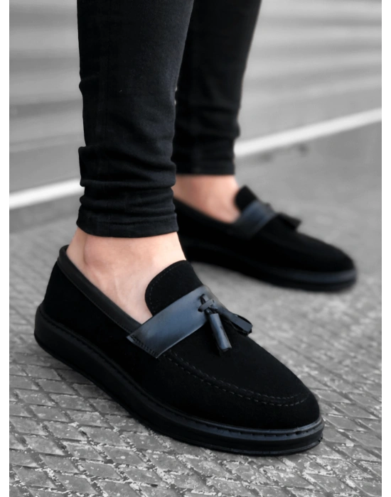 Ba0005 Bağcıksız Yüksek Taban Siyah Kemerli Klasik Püsküllü Corcik Erkek Ayakkabı Erkek Klasik Ayakkabı