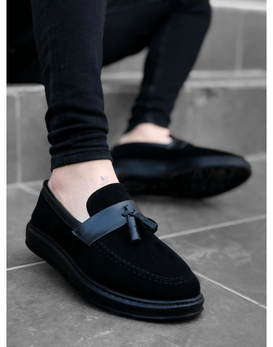 Ba0005 Bağcıksız Yüksek Taban Siyah Kemerli Klasik Püsküllü Corcik Erkek Ayakkabı Erkek Klasik Ayakkabı