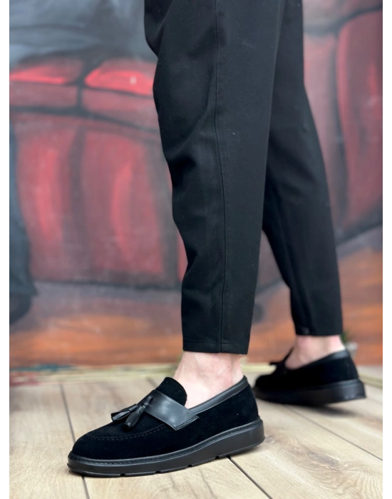 Ba0005 Bağcıksız Yüksek Taban Siyah Kemerli Klasik Püsküllü Corcik Erkek Ayakkabı Erkek Klasik Ayakkabı