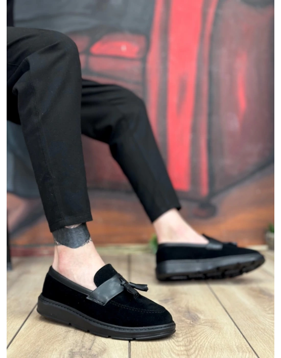 Ba0005 Bağcıksız Yüksek Taban Siyah Kemerli Klasik Püsküllü Corcik Erkek Ayakkabı Erkek Klasik Ayakkabı