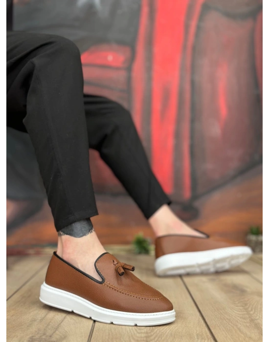 Ba0005 Bağcıksız Yüksek Taban Taba Beyaz Klasik Püsküllü Corcik Erkek Ayakkabı Erkek Klasik Ayakkabı