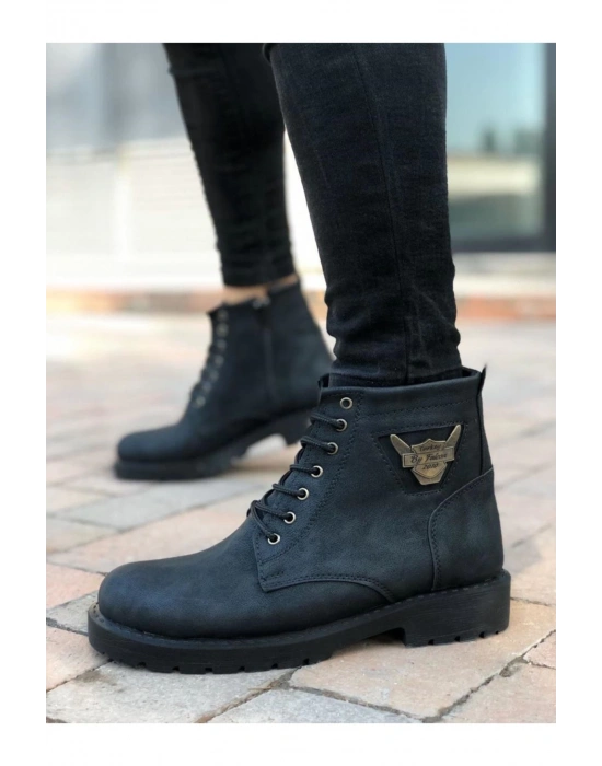 Ba0080 Kartal Fermuarlı Siyah Erkek Klasik Spor Klasik Yarım Bilek Bot Erkek Klasik Ayakkabı