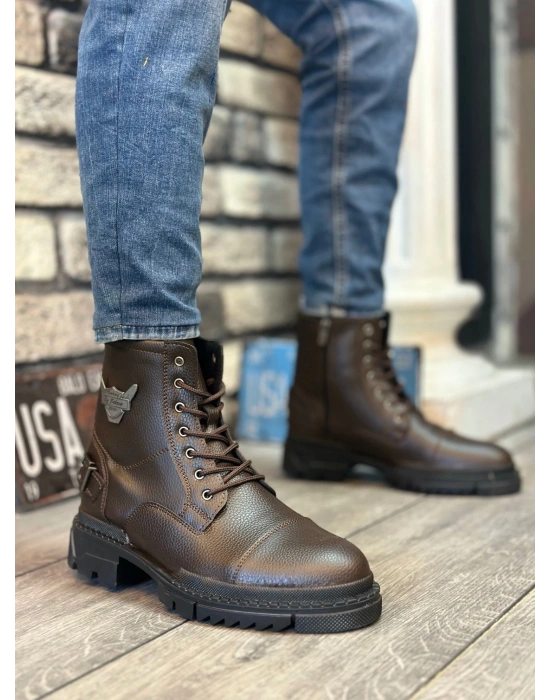 Ba0080 Kartal Fermuarlı Tokalı Kahverengi Erkek Klasik Spor Klasik Yarım Bilek Bot Erkek Klasik Ayakkabı
