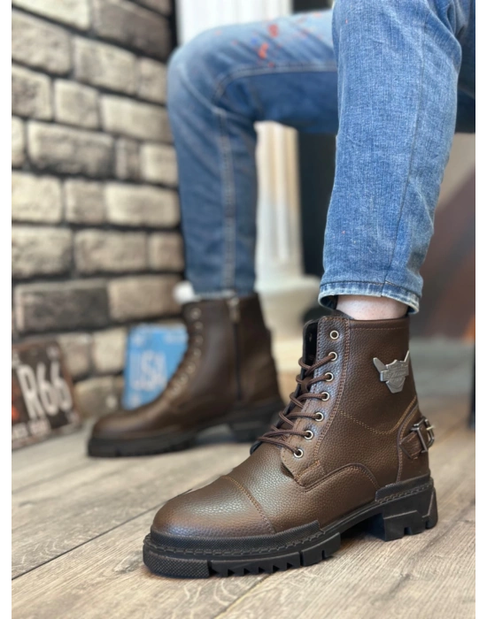 Ba0080 Kartal Fermuarlı Tokalı Kahverengi Erkek Klasik Spor Klasik Yarım Bilek Bot Erkek Klasik Ayakkabı